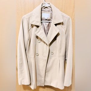 Coat, jacket, work attire, Target beige peacoat, office coat. Size Medium beige